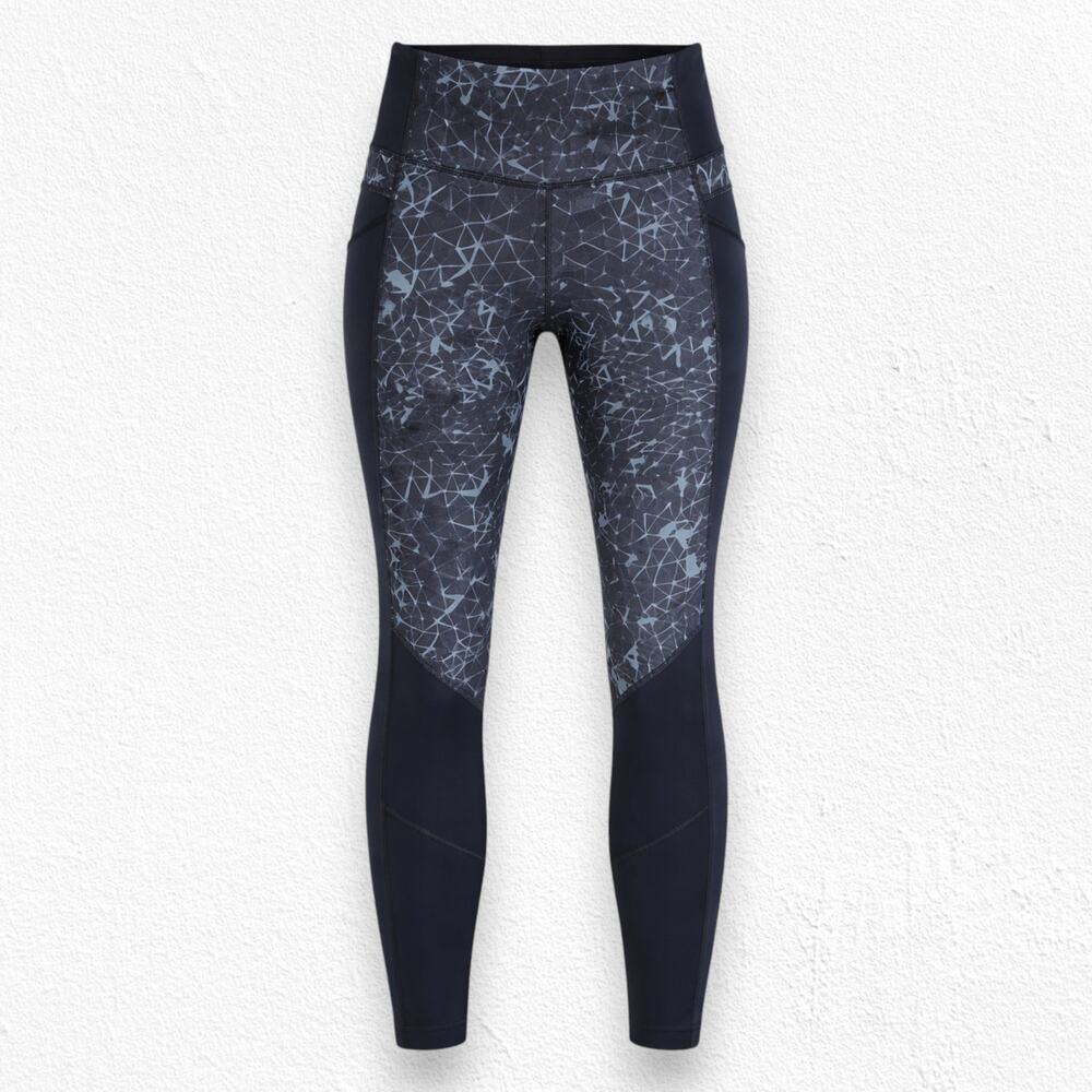 Lululemon Pace Rival Leggings 25” Black Gray Geometric Mesh Print Size 2